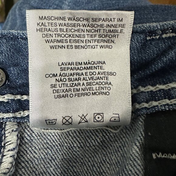 Miss Me size 30 medium blue wash zip whispered bedazzled boot cut jeans - Picture 11 of 12